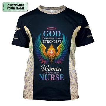Personalized Christian Nurse Shirt - Strongest Women Made Nurse Graphic Tee - Gift for Women RN LPN & Healthcare Workers