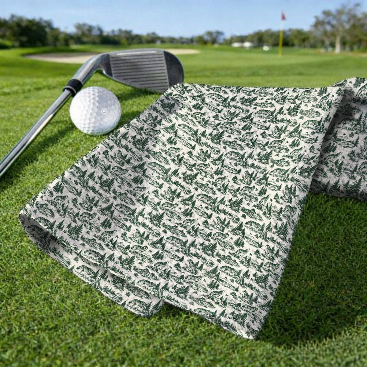 Vintage Wolf Golf Towels, Wilderness Wolf Pattern Golf Towel, Nature Inspired Golf Gift for Golfers