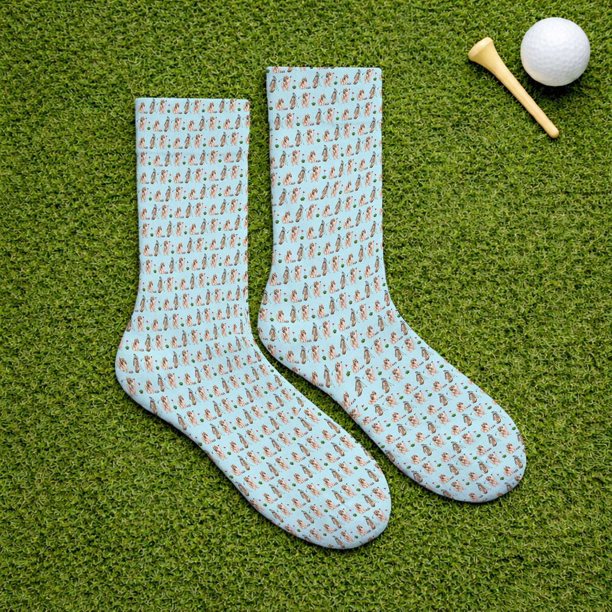 Havanese Golf Socks, Funny Havanese Pattern Golf Sock, Golf Gift For Dog Lovers