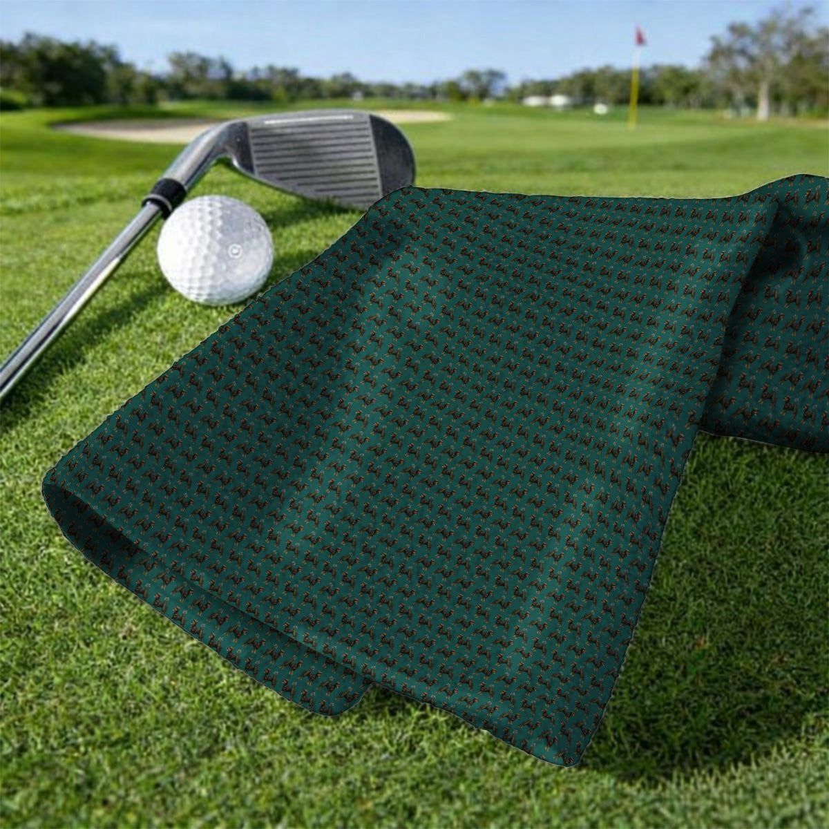 Doberman Golf Towels, Crazy Doberman Pattern Golf Towel, Dog Lover Golf Gift