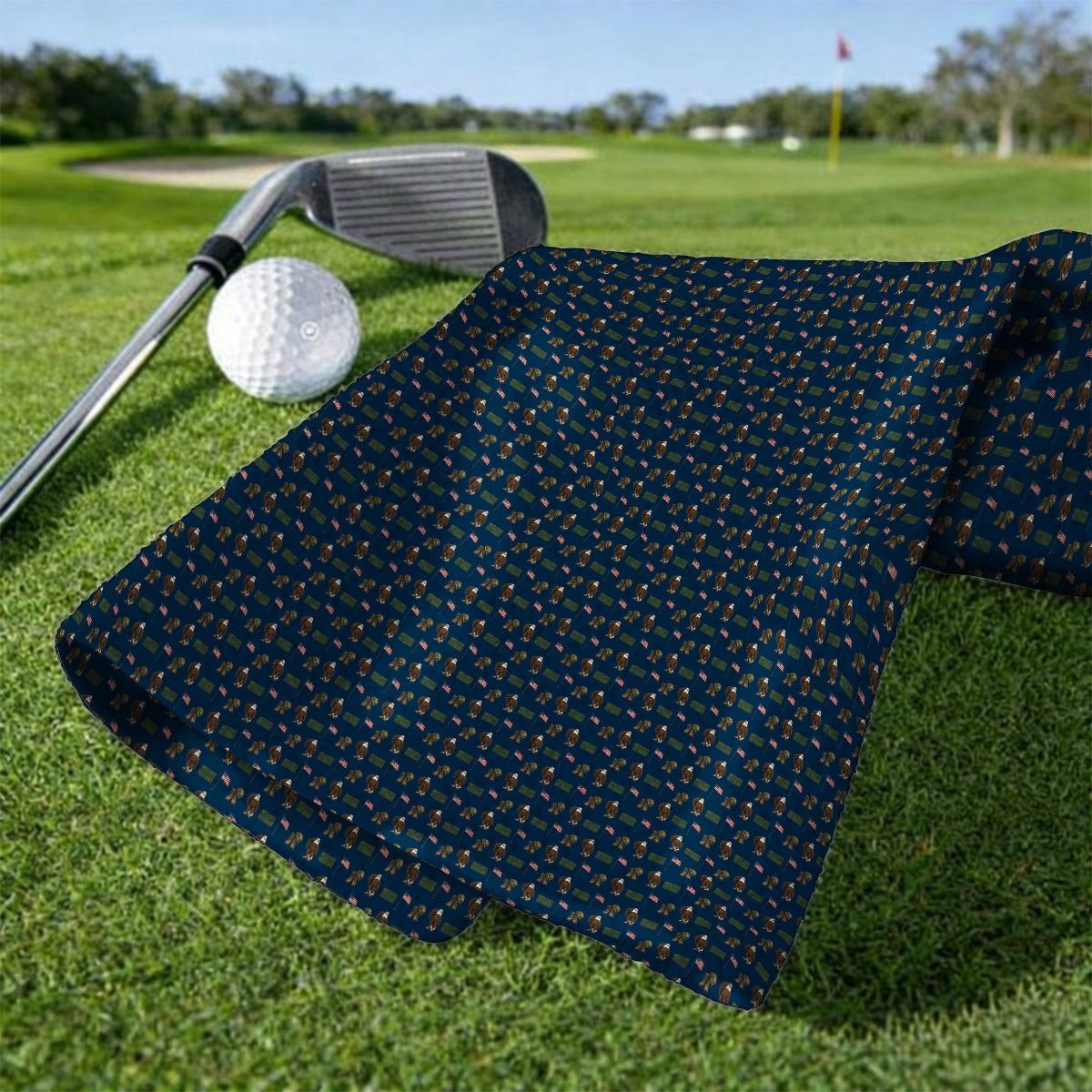 United States Veteran Pattern Golf Towels, American Eagle & Military Tribute Golf Towel, Patriotic USA Veteran Gift for Golfers