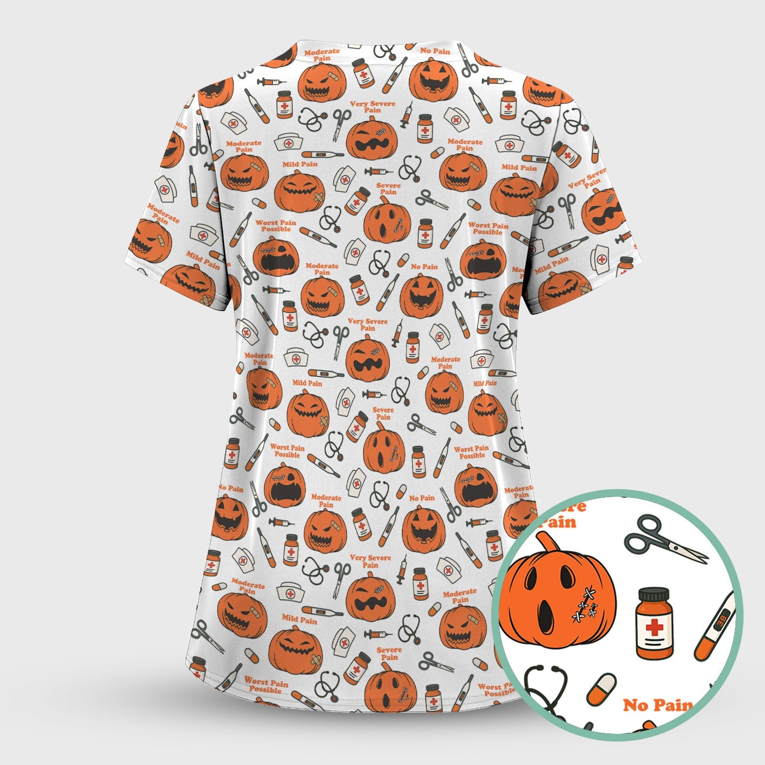 Pumpkin Pain Scale Shirt for Nurse - Halloween Nurse Medical Graphic Tee - Spooky Gift for RN LPN CNA