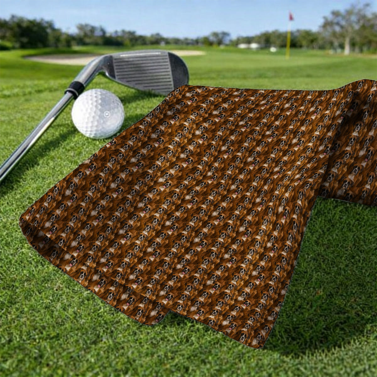 Crazy Boxer Middle Finger Golf Towels, Boxer Pattern Golf Towel for Golfer, Golf Gift for Dog Lovers