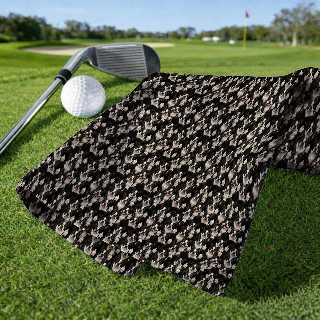 Boston Terrier Pattern Golf Towels, Funny Boston Terrier Golf Towel, Golf Gift For Golfer