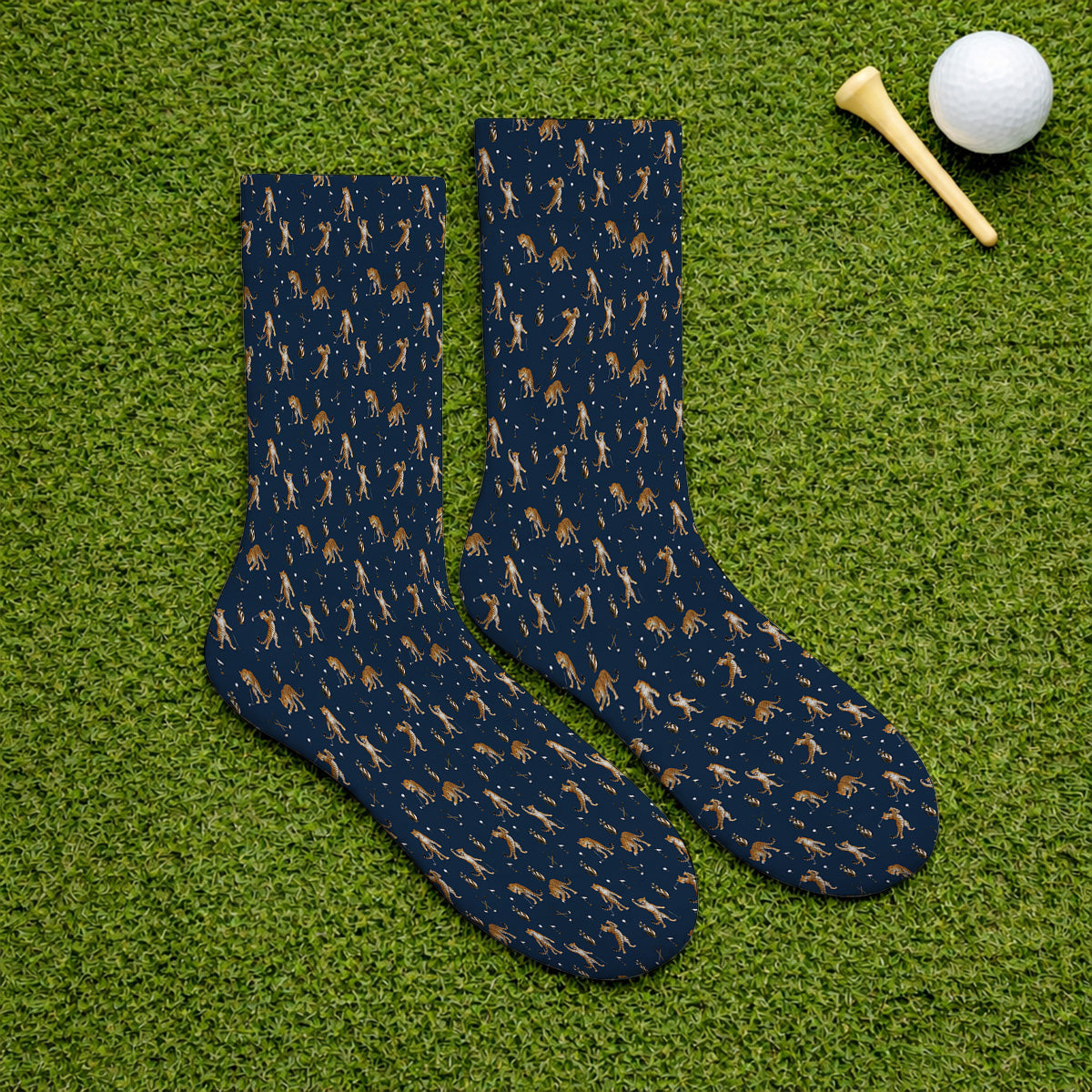 Funny Leopard Golf Socks, Leopard Golf Pattern Sock, Golf Gift For Golfers