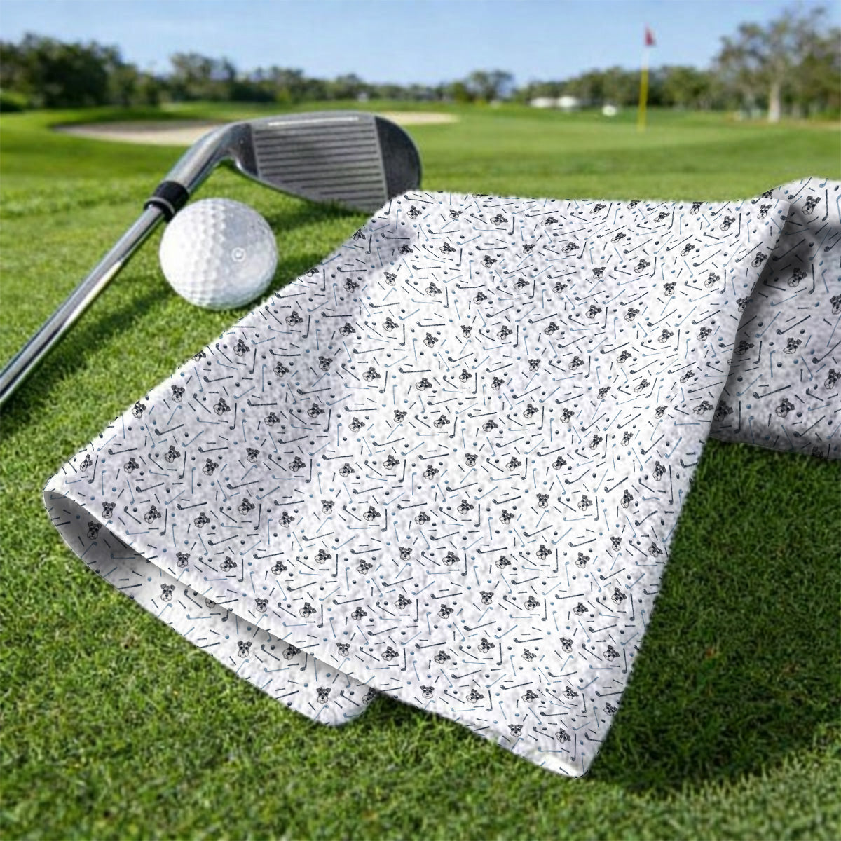Crazy Miniature Schnauzer Pattern Golf Towel, Mini Schnauzer Golf Towels, Dog Lover Golf Gift