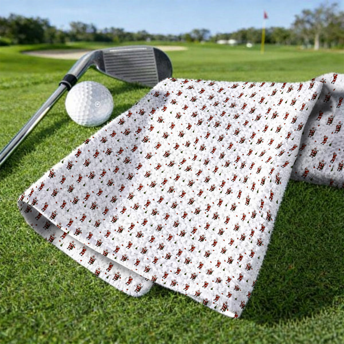 Funny Santa Pattern Golf Towels, Xmas Golf Towel For Golfers, Christmas Golf Gift For Holiday