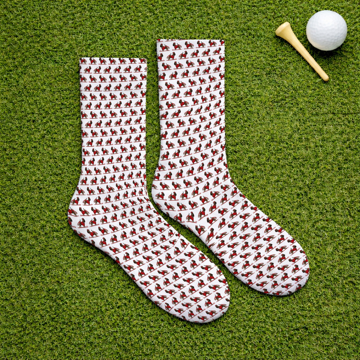 French Bulldog Holiday Golf Socks, Christmas Dog Pattern Golf Sock, Festive Golf Gift for Golfers