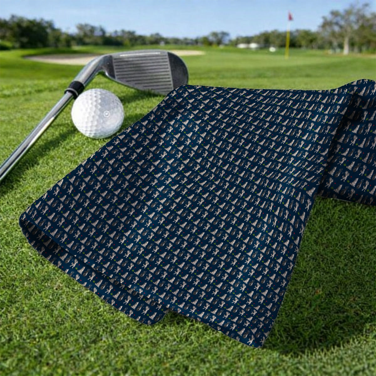 Wolf Golf Towels, Funny Wolf Golf Pattern Towel, Wildlife Lover Golf Gift for Golfer