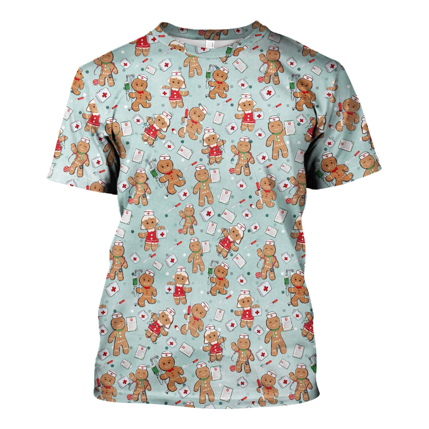 Funny Christmas Shirt for Nurses - Cute Gingerbread Cookies with Syringe Graphic Tee - Gift for Women RN LPN & Pediatric Nurses