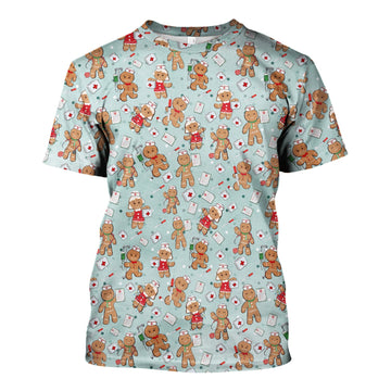 Funny Christmas Shirt for Nurses - Cute Gingerbread Cookies with Syringe Graphic Tee - Gift for Women RN LPN & Pediatric Nurses