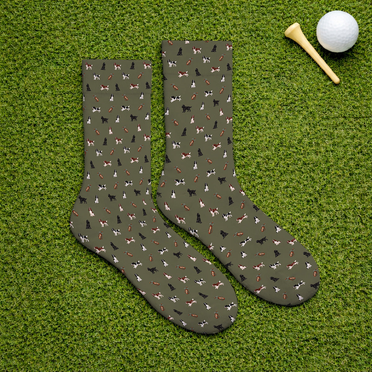 English Springer Spaniel Golf Socks, Funny Dog Pattern Golf Sock, Golf Gift For Golfers