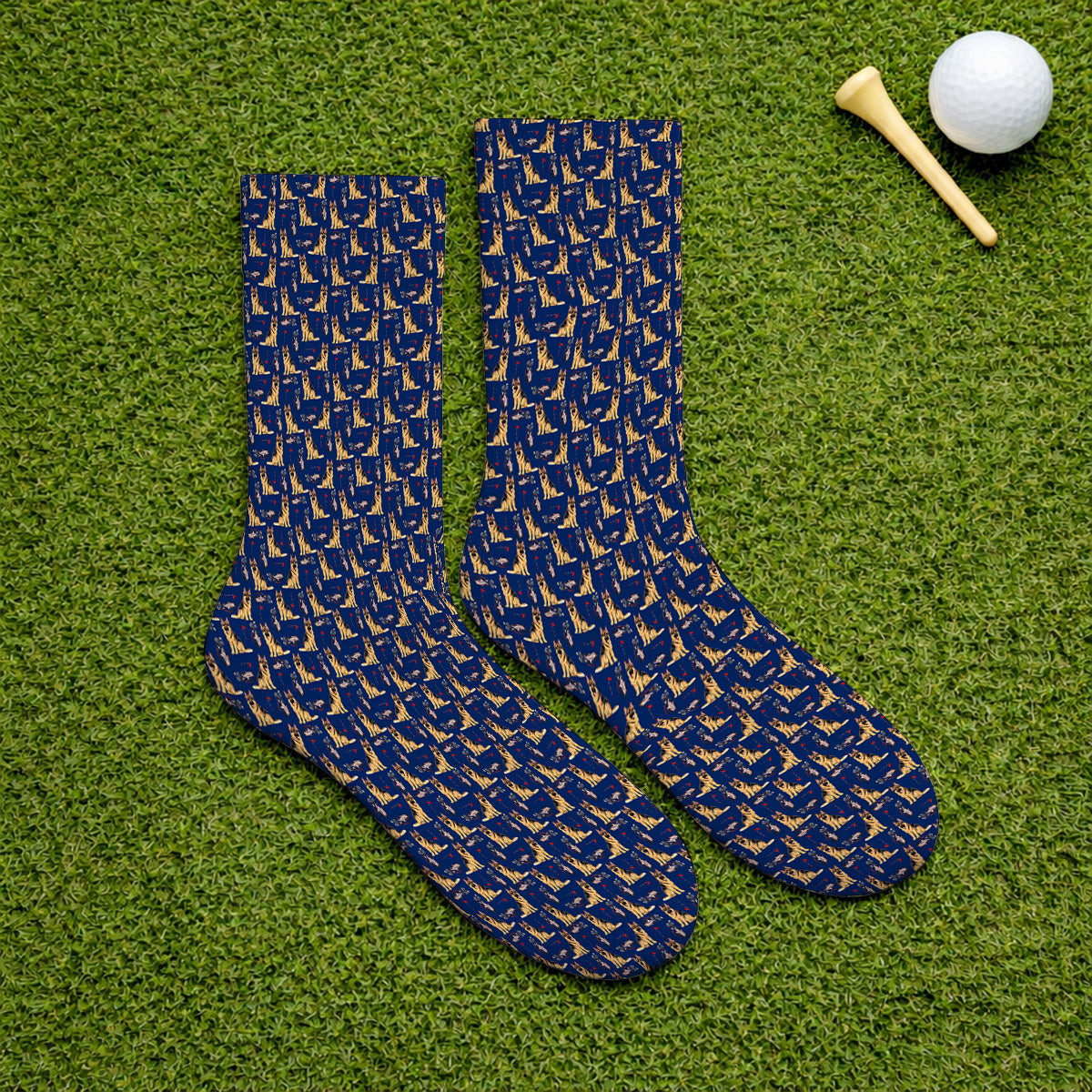 German Shepherd Golf Socks, Funny German Pattern Golf Sock, Golf Gift For Golfers