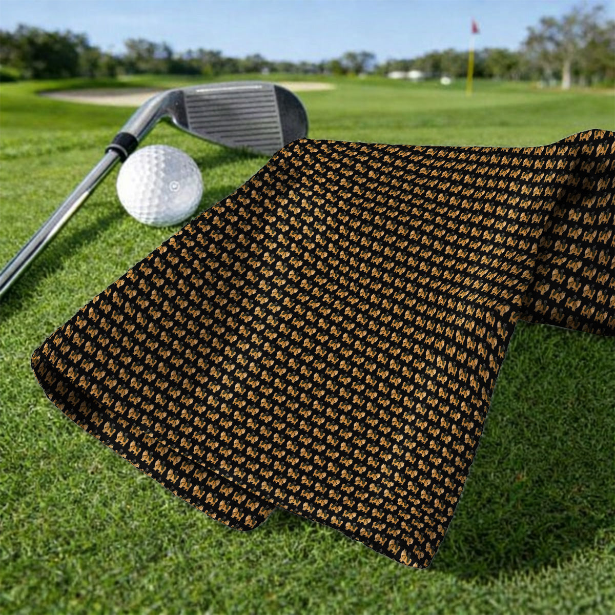 Ginger Long Hair Cat Golf Towel, Cute Orange Cat Pattern Golf Towels for Cat Lovers, Golf Gift for Long Haired Cat Owners