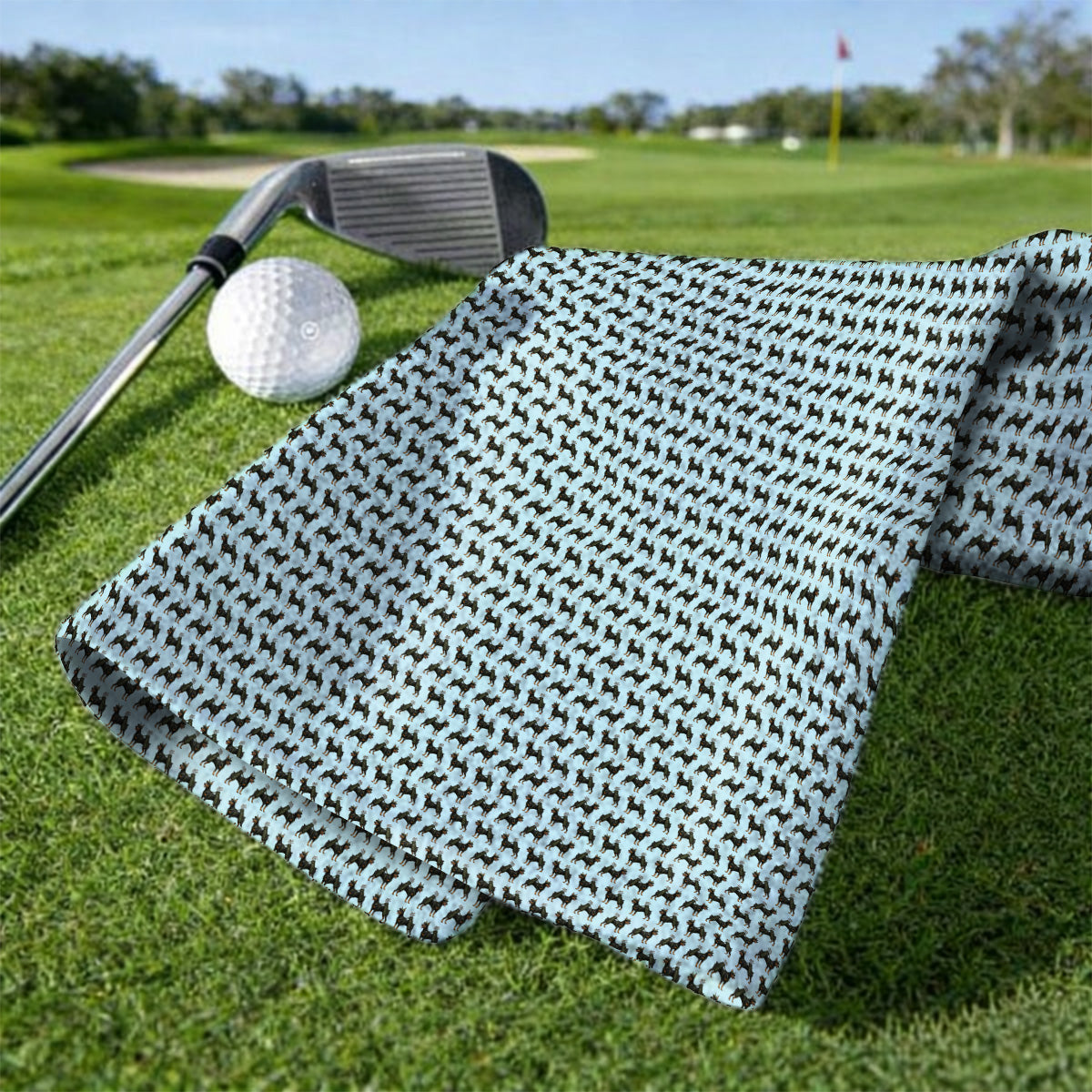 Doberman Golf Towels, Crazy Doberman Pattern Golf Towel, Dog Lover Golf Gift
