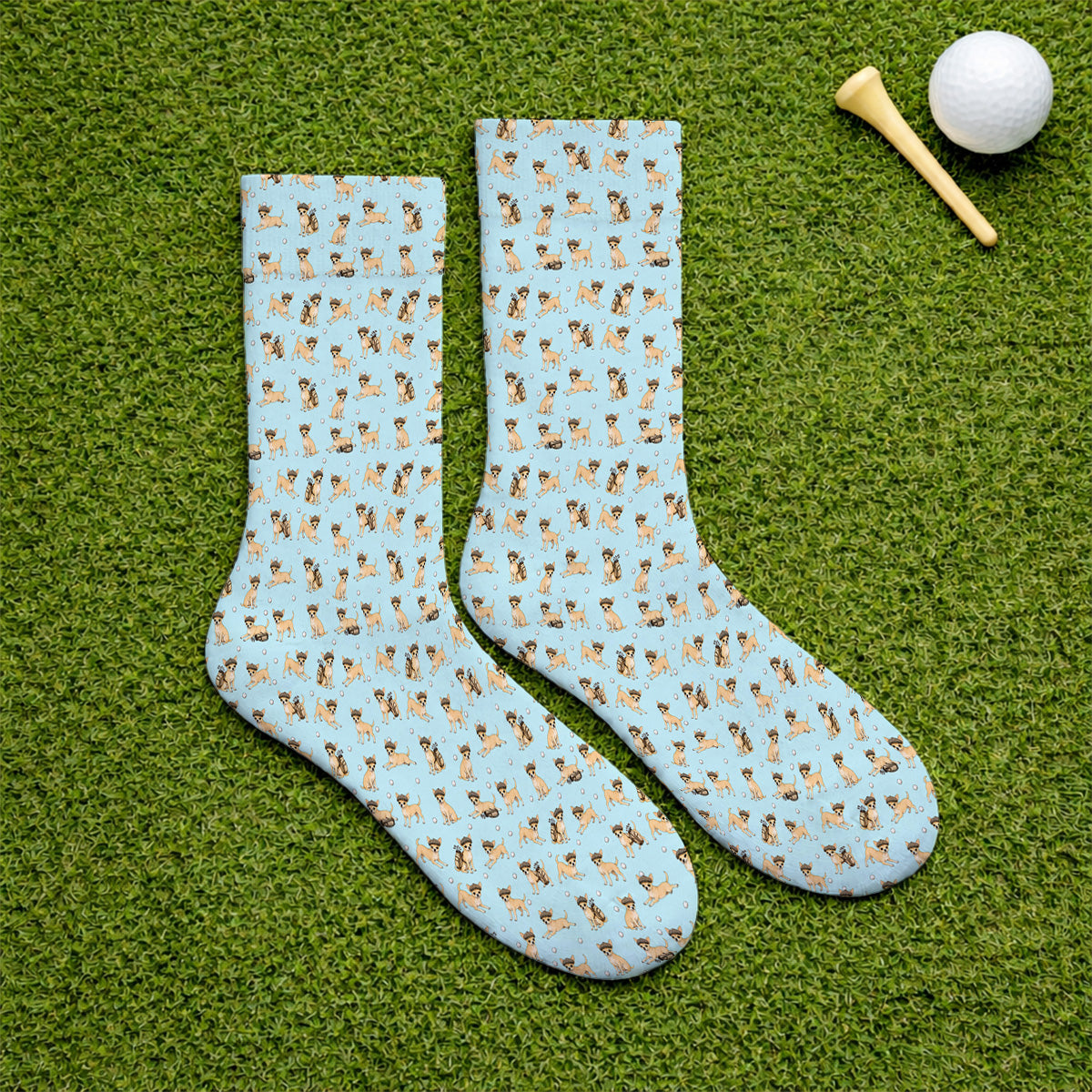Funny Chihuahua Golf Socks, Cute Chihuahua Pattern Golf Sock for Dog Lovers, Golf Gift For Golfer