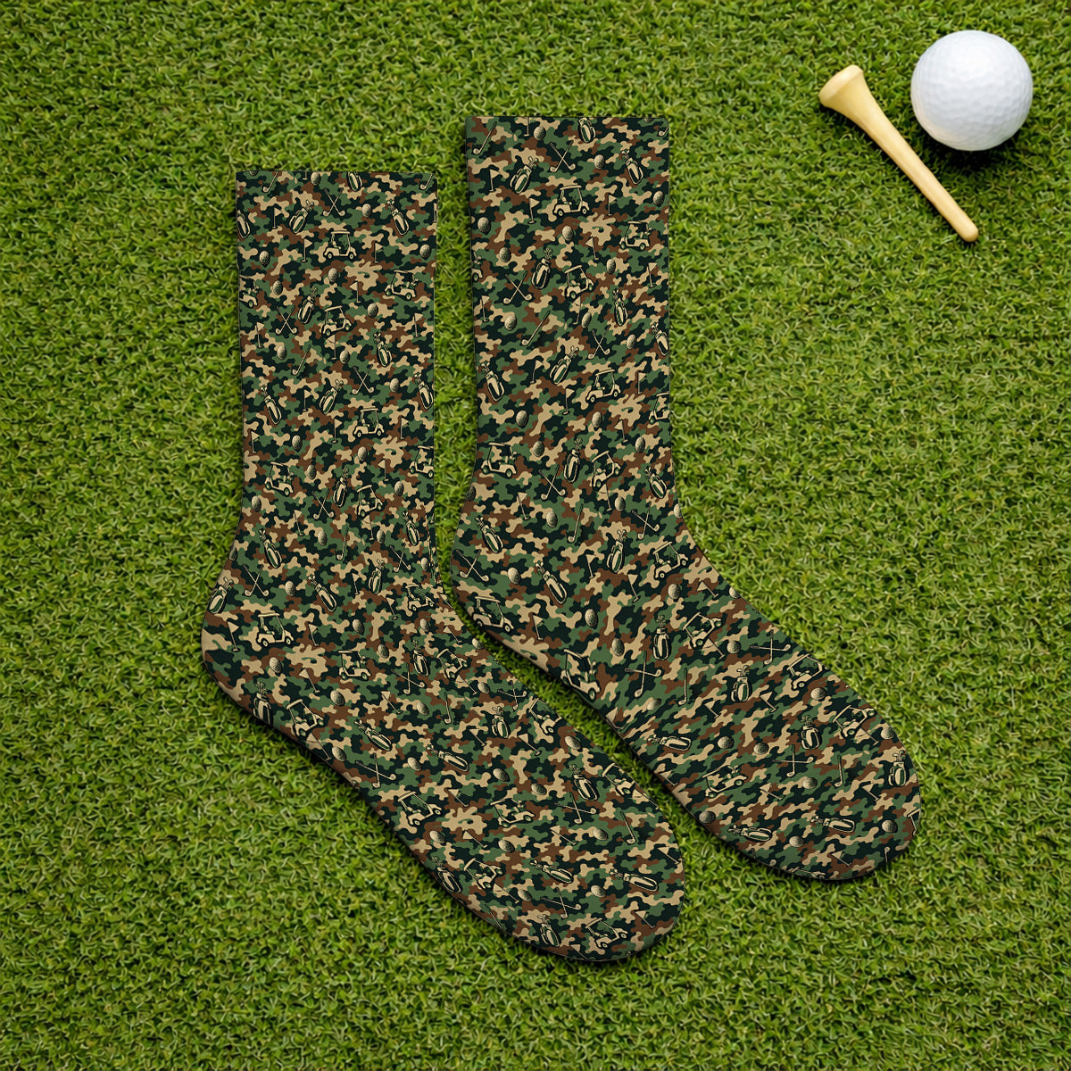 Veteran Golf Socks, Camo Pattern Golf Sock, Crazy Golf Gift For Golfers