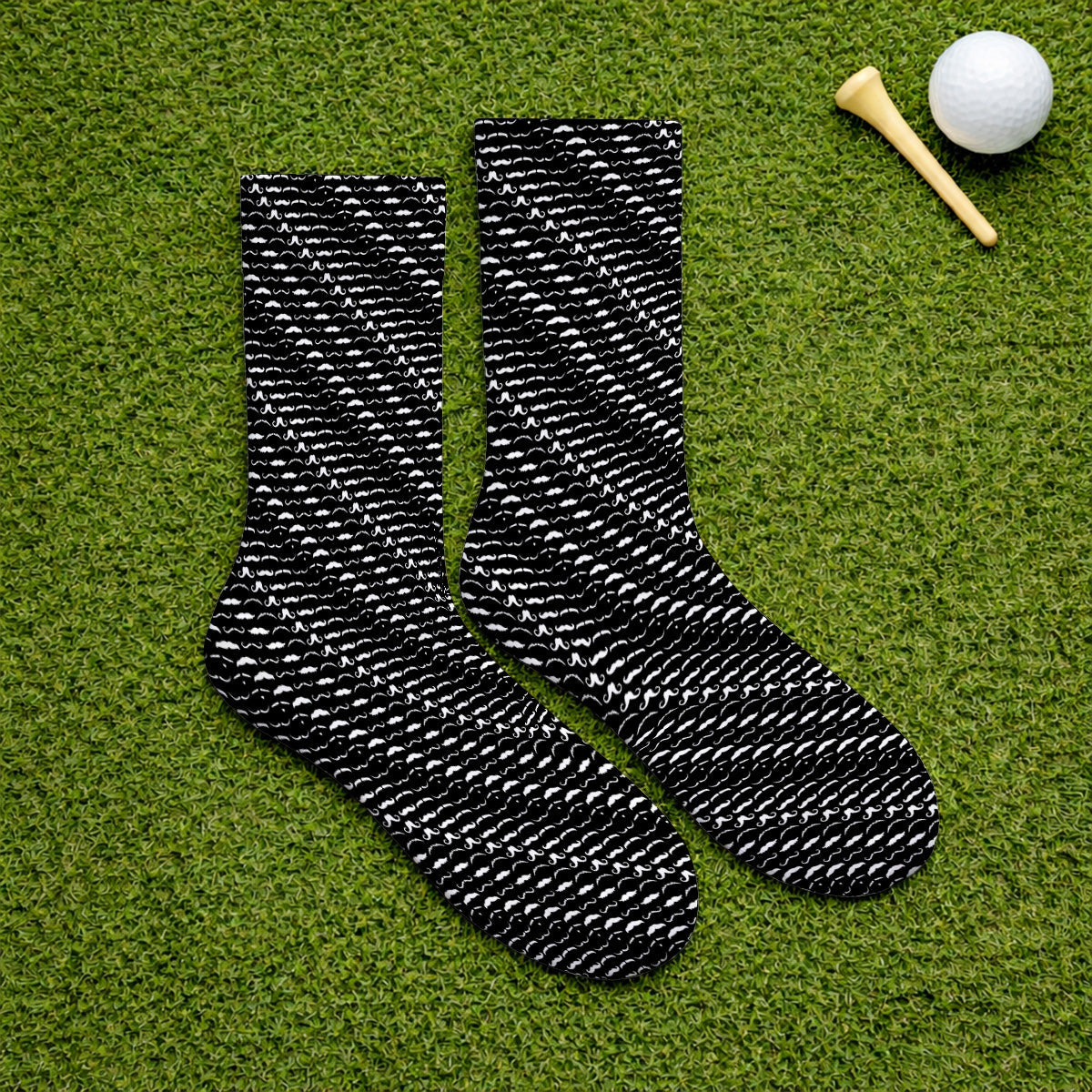 Funny Mustache Golf Socks, Movember Pattern Golf Sock, Golf Gift for Golfers