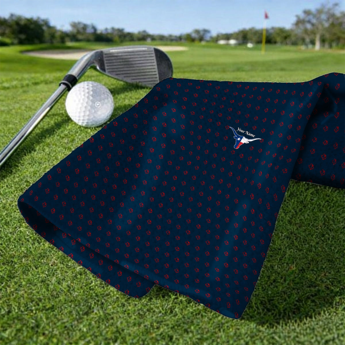Personalized Texas Longhorn Golf Towels, Texas Pattern Golf Towel, Unique Texas Golf Gift For Golfer