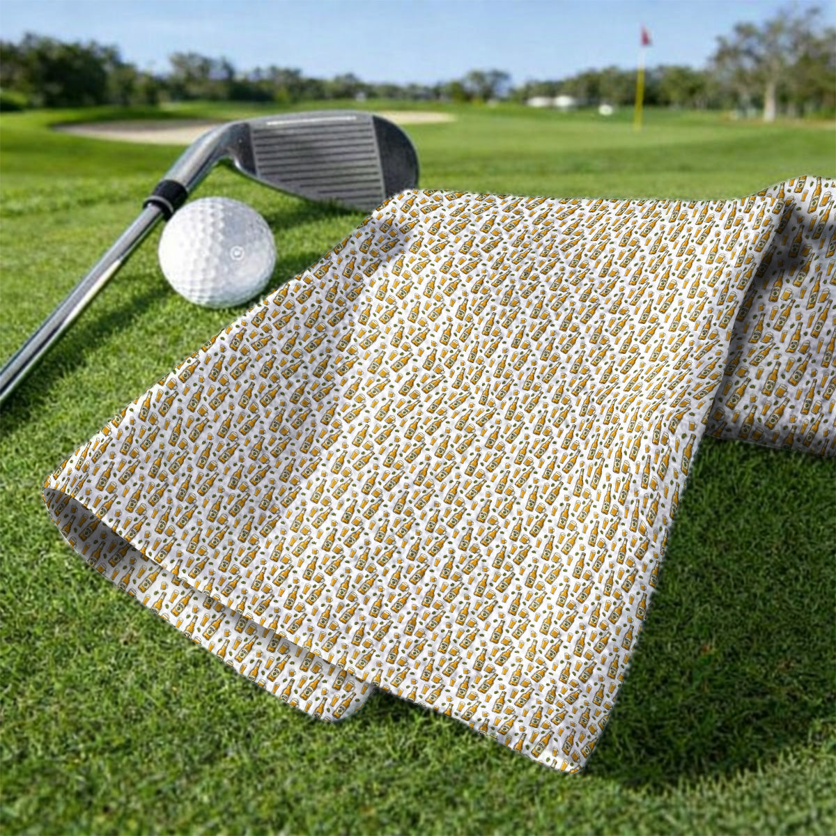 Beer Pattern Golf Towel, Funny Beer Golf Towels, Golf Gift For Beer Lovers