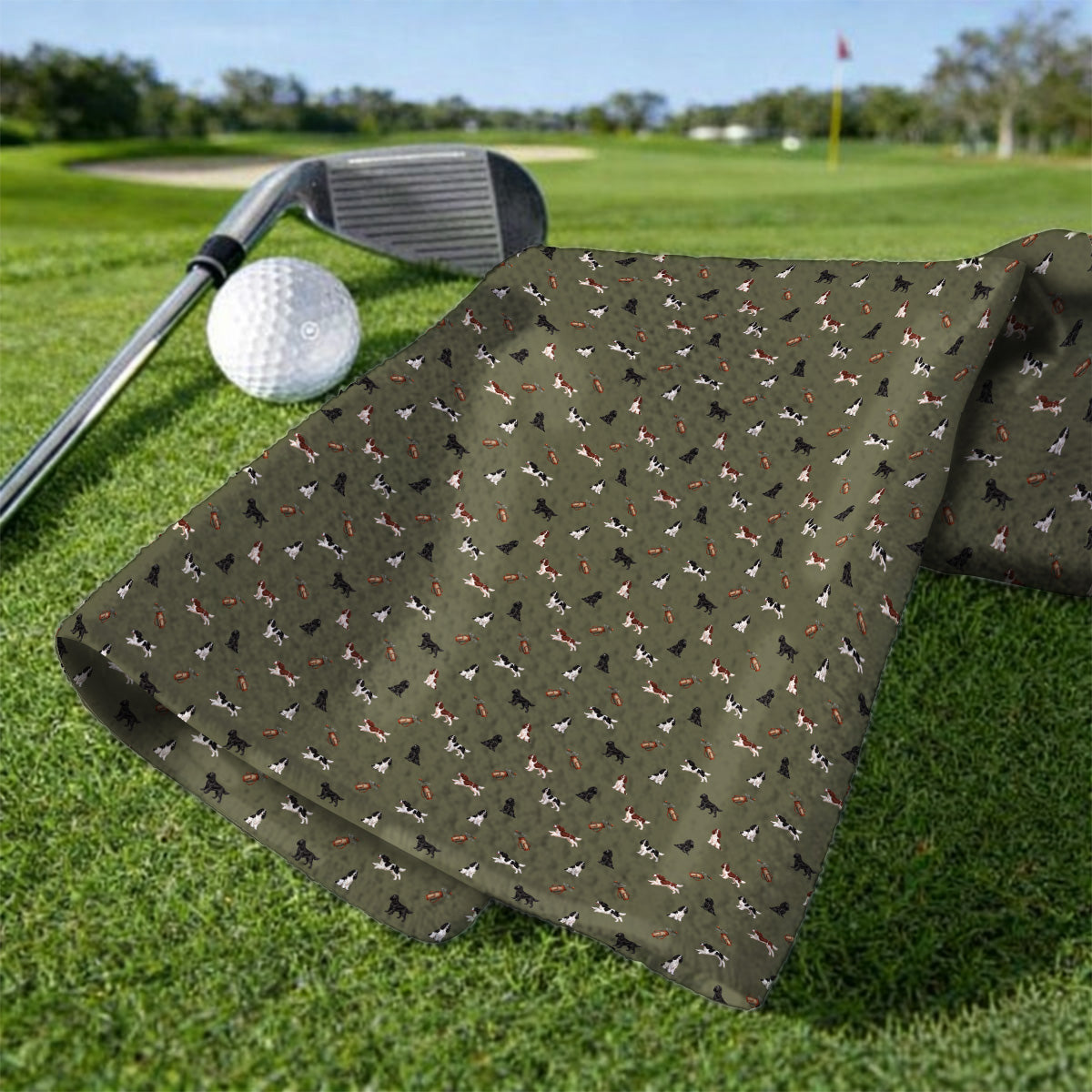English Springer Spaniel Golf Towels, Funny Dog Pattern Golf Towel, Golf Gift For Golfers