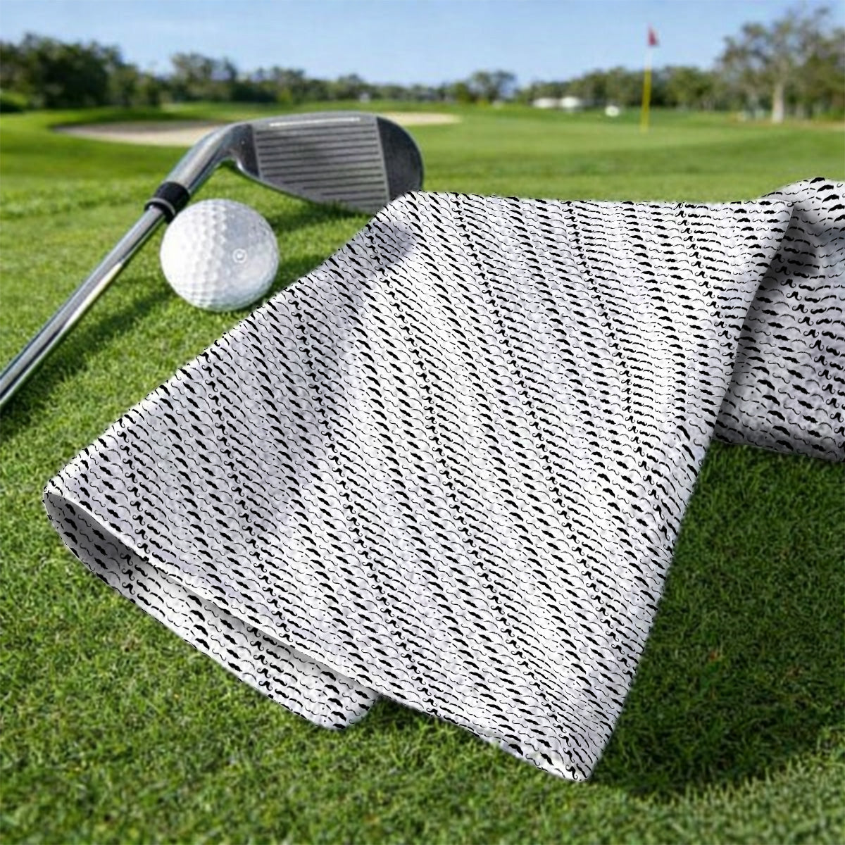 Funny Mustache Golf Towels, Movember Pattern Golf Towel, Golf Gift for Golfers