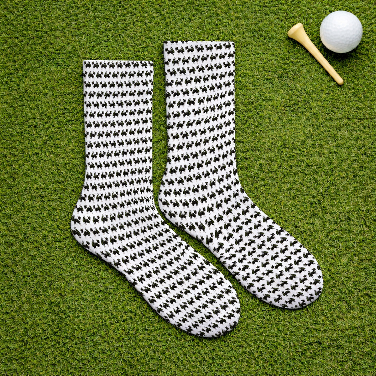 Crazy Boston Terrier Pattern Golf Socks, Boston Terrier Golf Sock, Golf Gift For Golfer