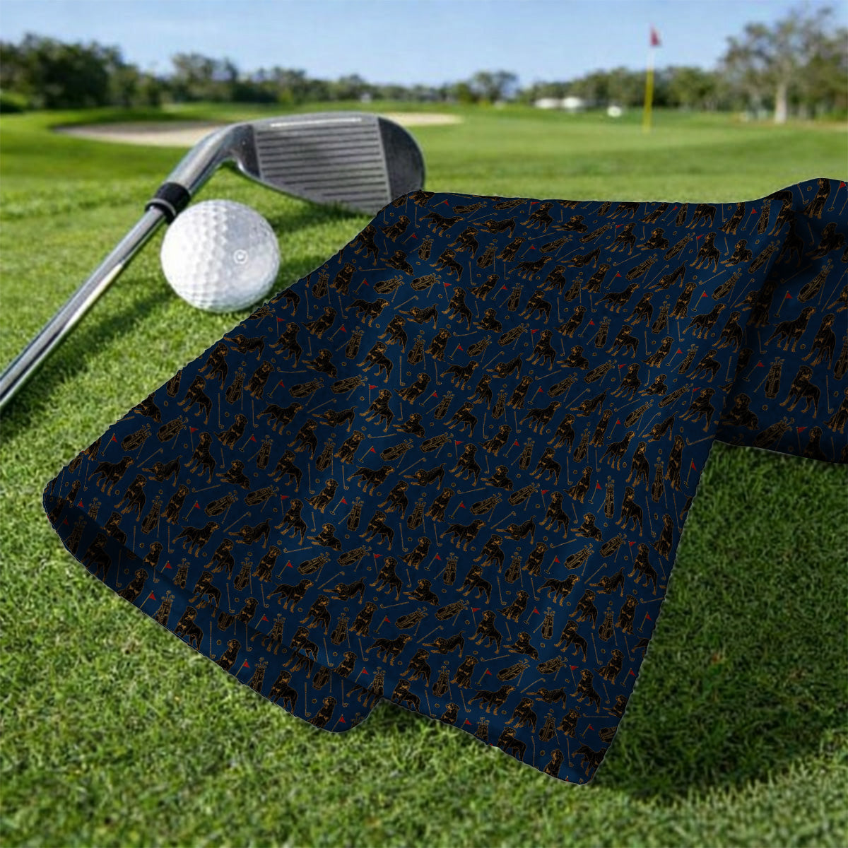 Crazy Rottweiler Golf Towel, Rottweiler Dog Pattern Golf Towels, Golf Gift For Golfer
