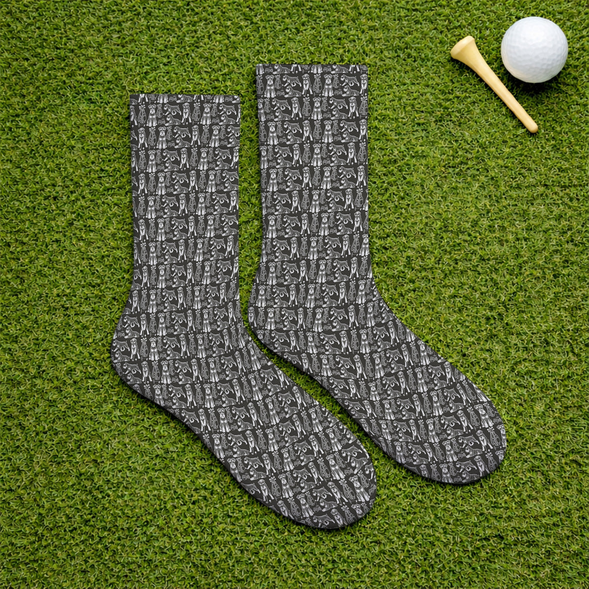 Miniature Schnauzer Golf Sock, Retro Schnauzer Golf Socks, Crazy Golf Gift For Golfer