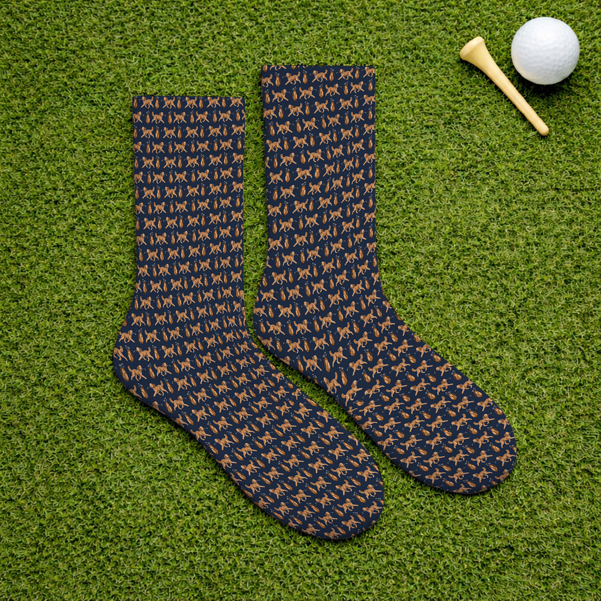 Goldendoodle Golf Socks, Doodle Dog Pattern Golf Sock, Funny Golf Gift For Dog Lovers