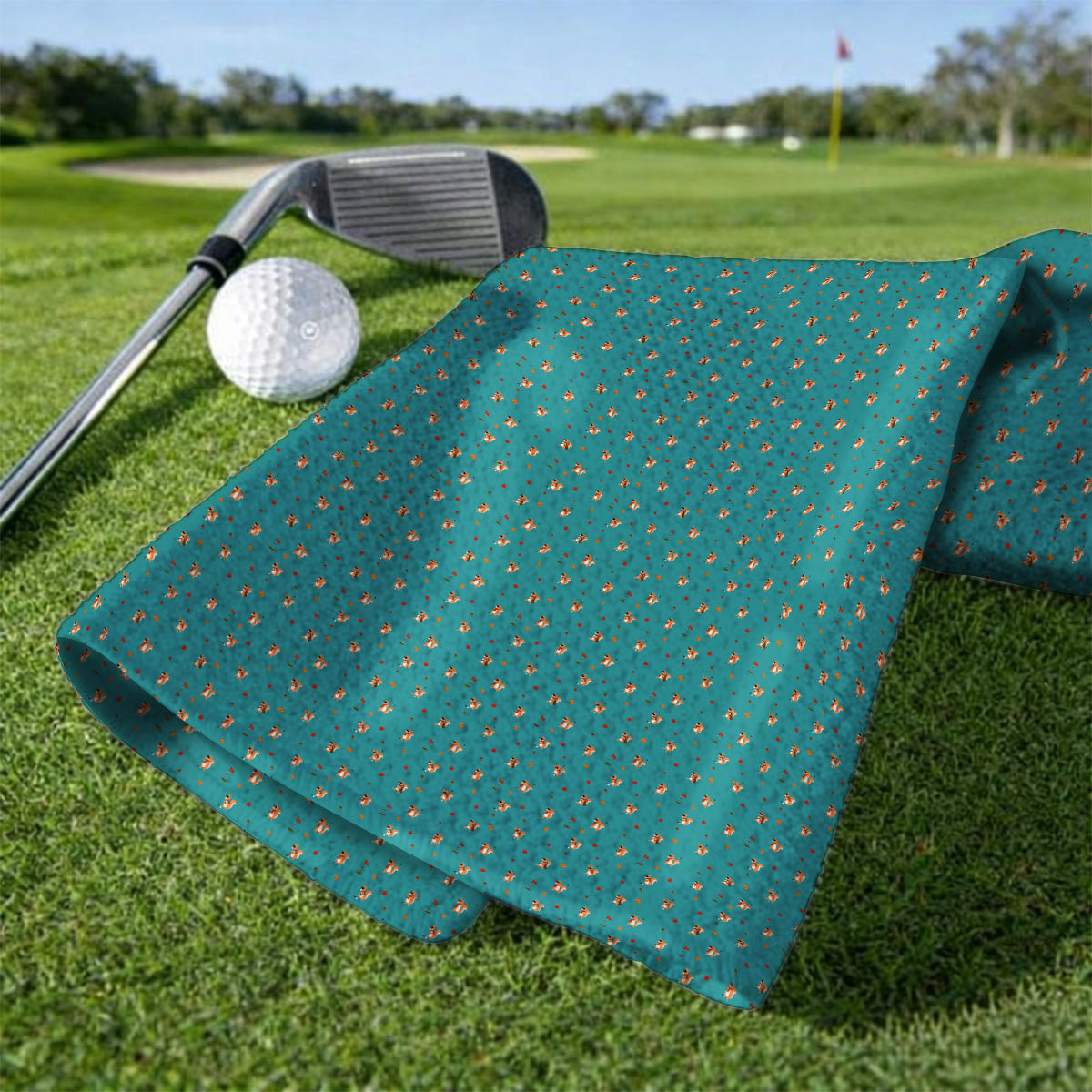 Fall Pattern Golf Towels, Autumn Squirrel Golf Towel, Crazy Golf Gift For Golfer