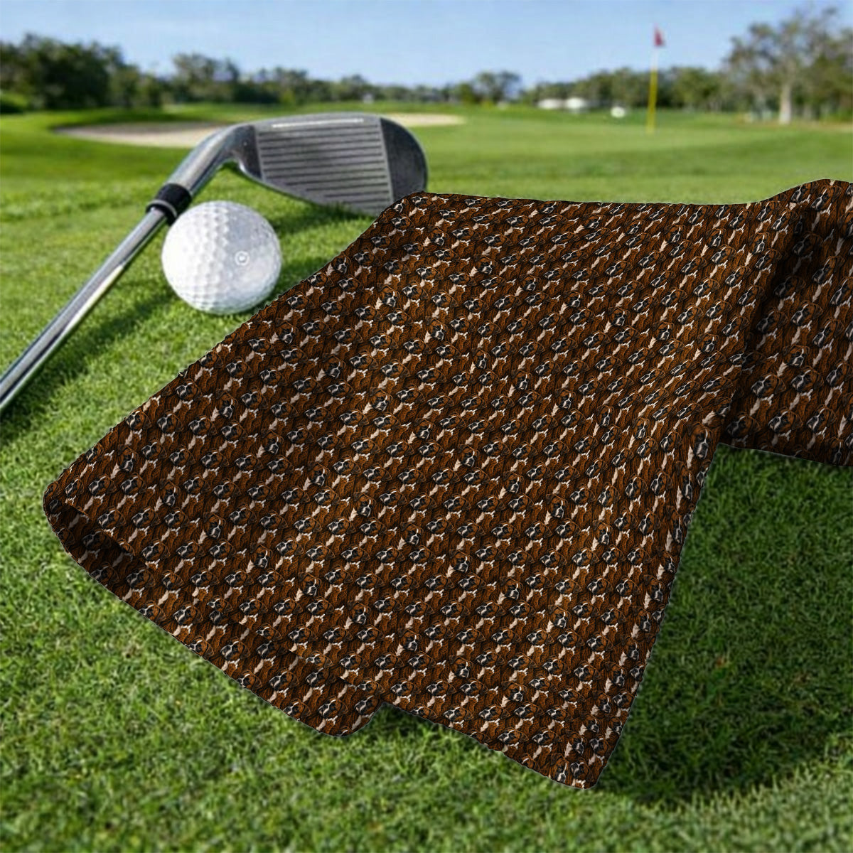 Boxer Middle Finger Golf Towel, Funny Boxer Pattern Golf Towels for Golfer, Golf Gift for Dog Lovers