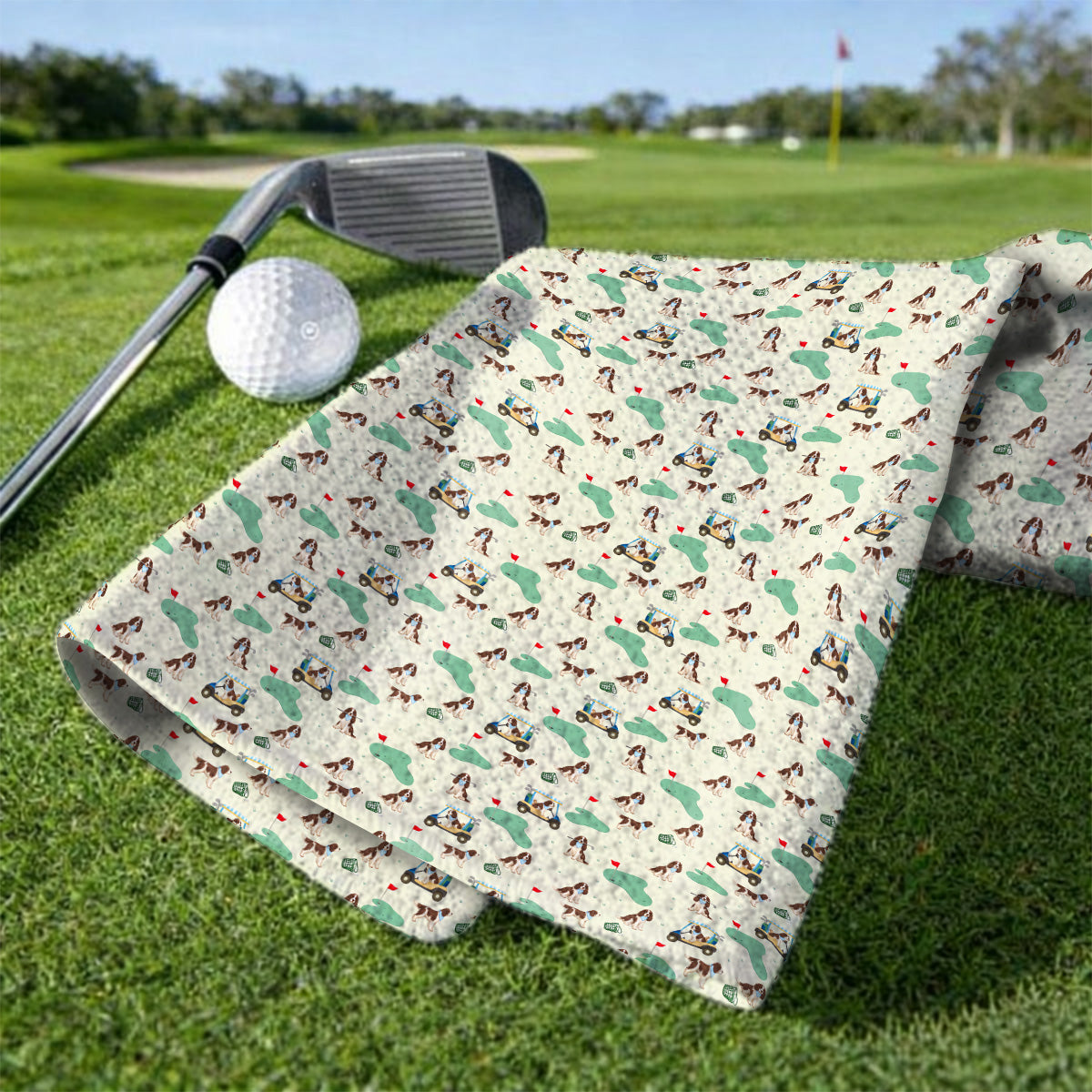 English Springer Spaniel Golf Towels, Pattern Golf Towel For Dog Lovers, Crazy Golf Gift For Golfer