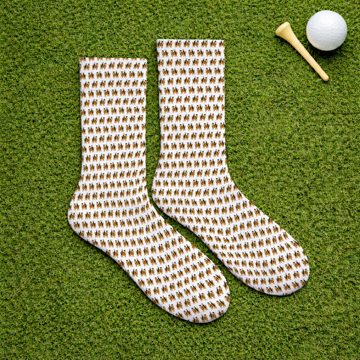 Ginger Long Hair Cat Golf Socks, Cute Orange Cat Pattern Golf Sock for Cat Lovers, Golf Gift for Long Haired Cat Owners