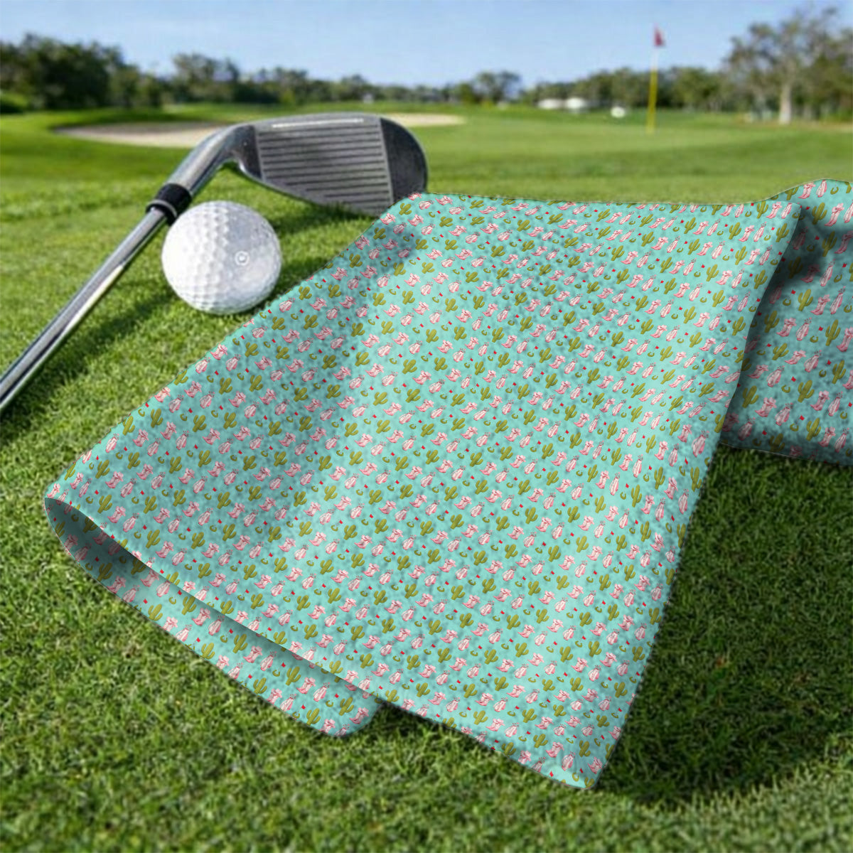 Cowgirl Pattern Golf Towels, Western Cactus Golf Towel, Golf Gifr For Golfers