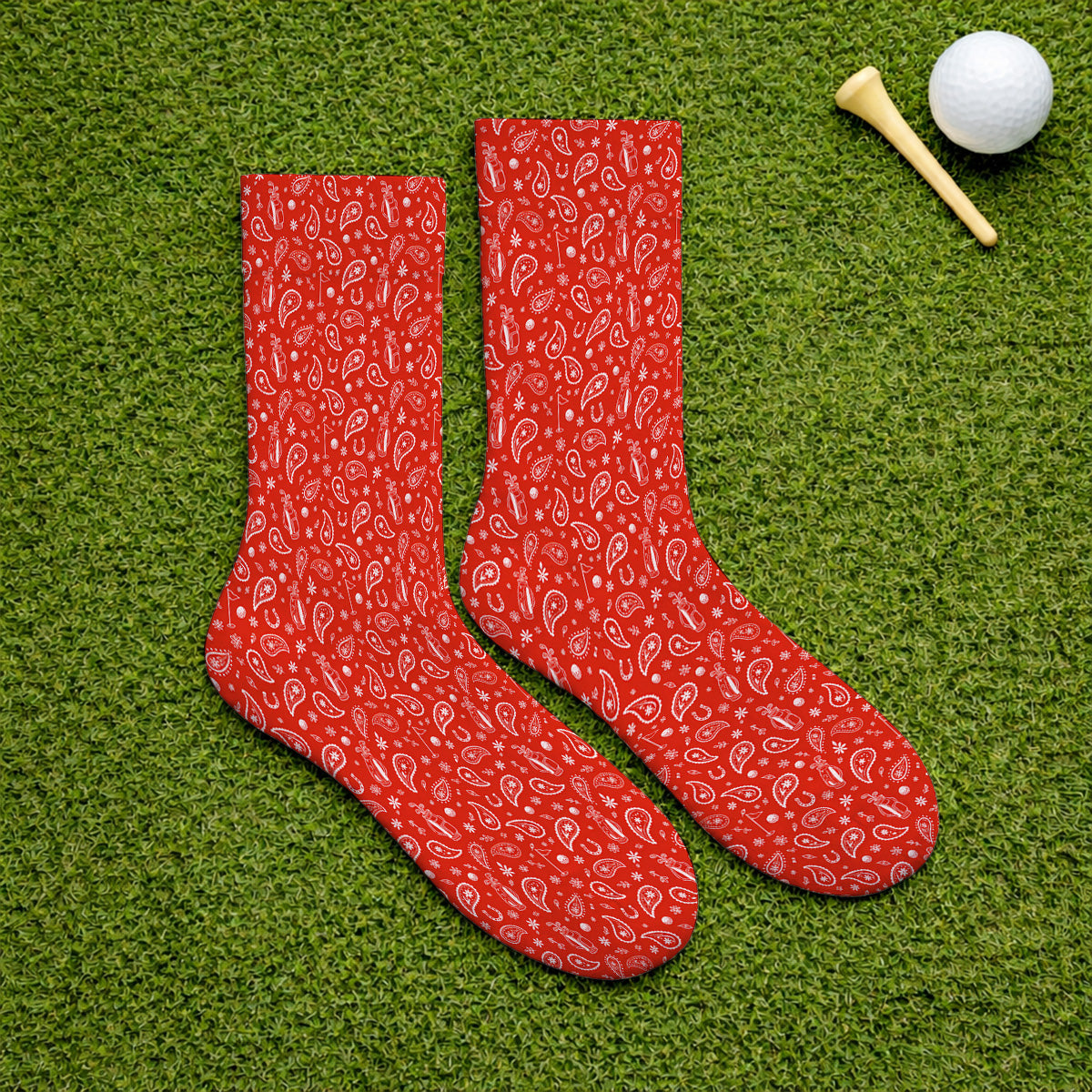 Cowgirl Paisley Pattern Golf Socks, Pink Western Golf Sock, Cute Paisley Golf Gift For Golfers