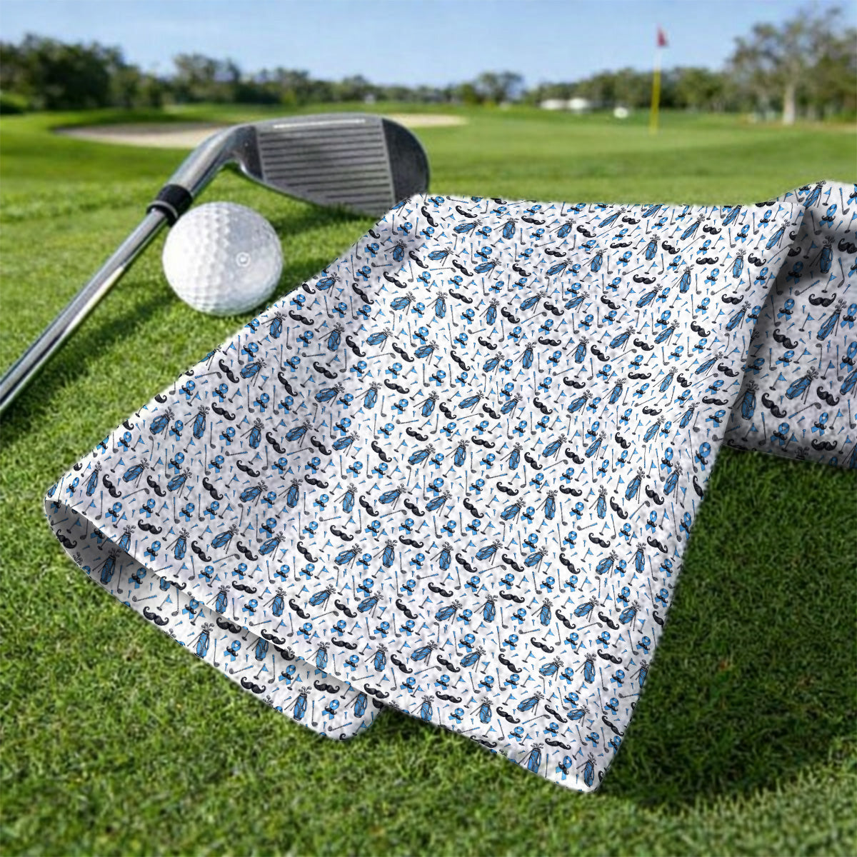 Prostate Cancer Golf Towels, Blue Ribbon Pattern Golf Towel, Crazy Golf Gift For Golfers