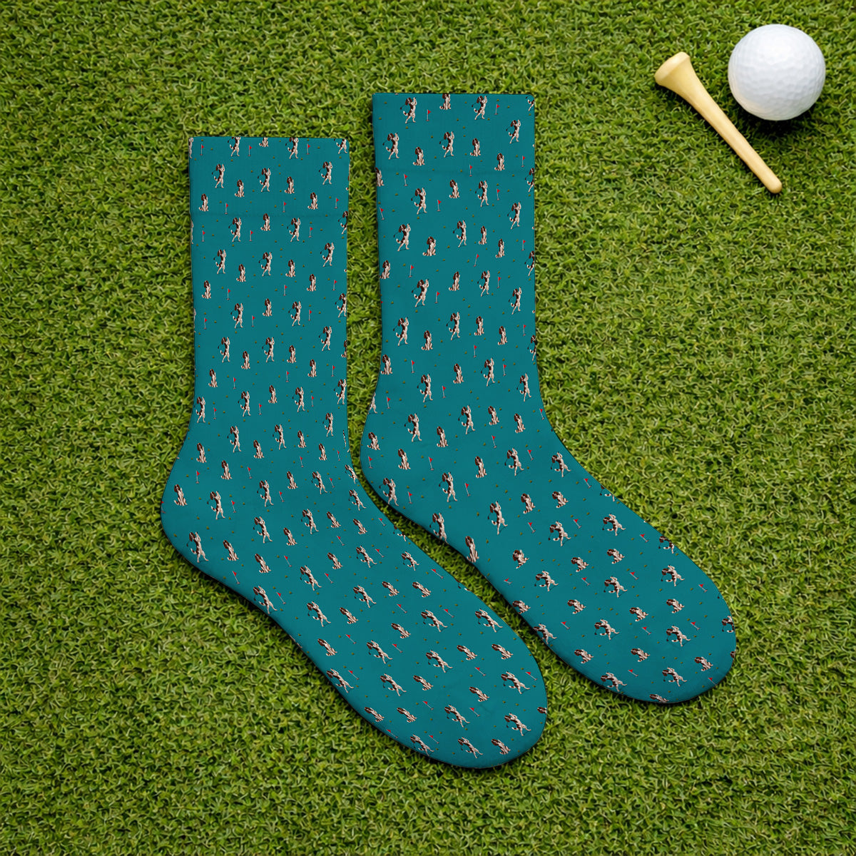 English Springer Spaniel Golf Socks, Dog Pattern Golf Sock, Crazy Golf Gift For Golfers