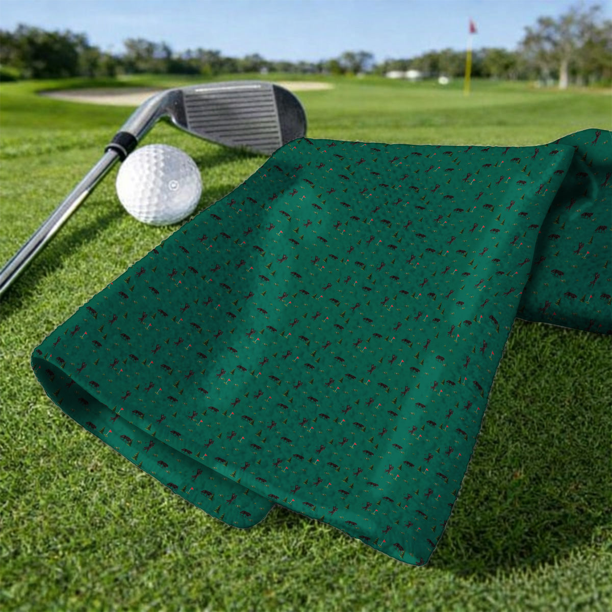 Black Wolf Pattern Golf Towels, Crazy Wolf Golf Towel, Wilderness Golf Gift for Golfers
