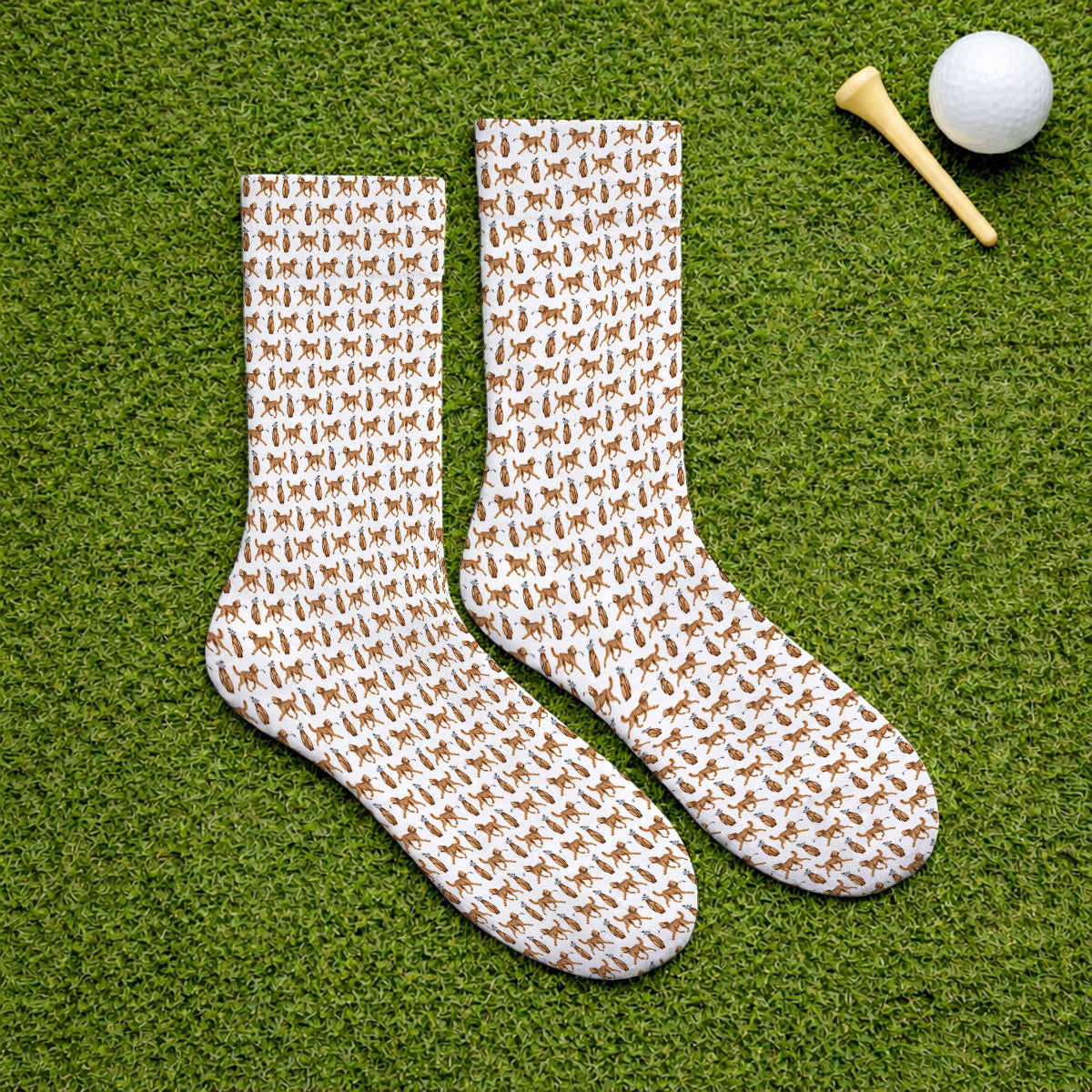 Goldendoodle Golf Socks, Doodle Dog Pattern Golf Sock, Funny Golf Gift For Dog Lovers