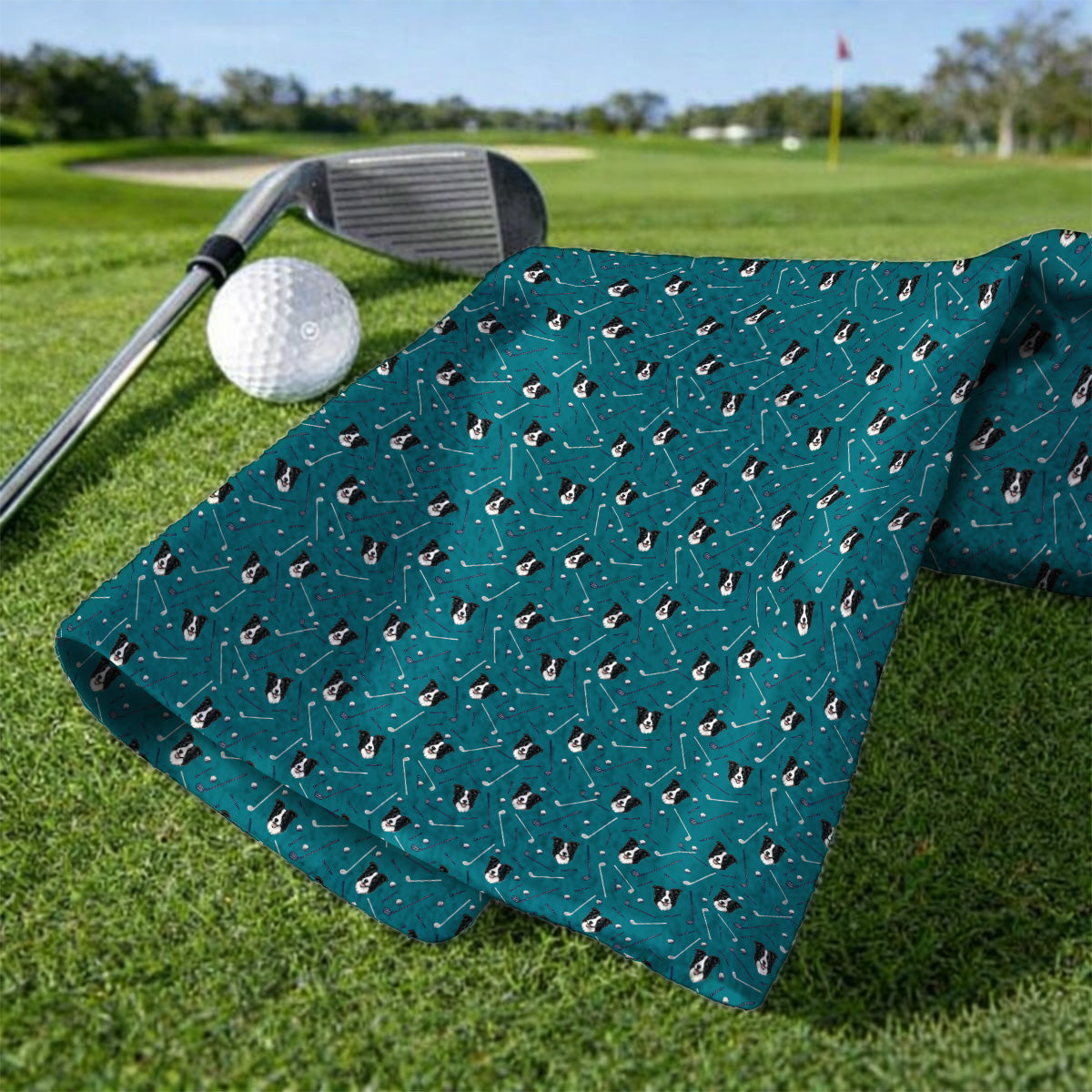 Funny Border Collie Golf Towels, Border Collie Pattern Golf Towel for Dog Lovers, Golf Gift for Golfer