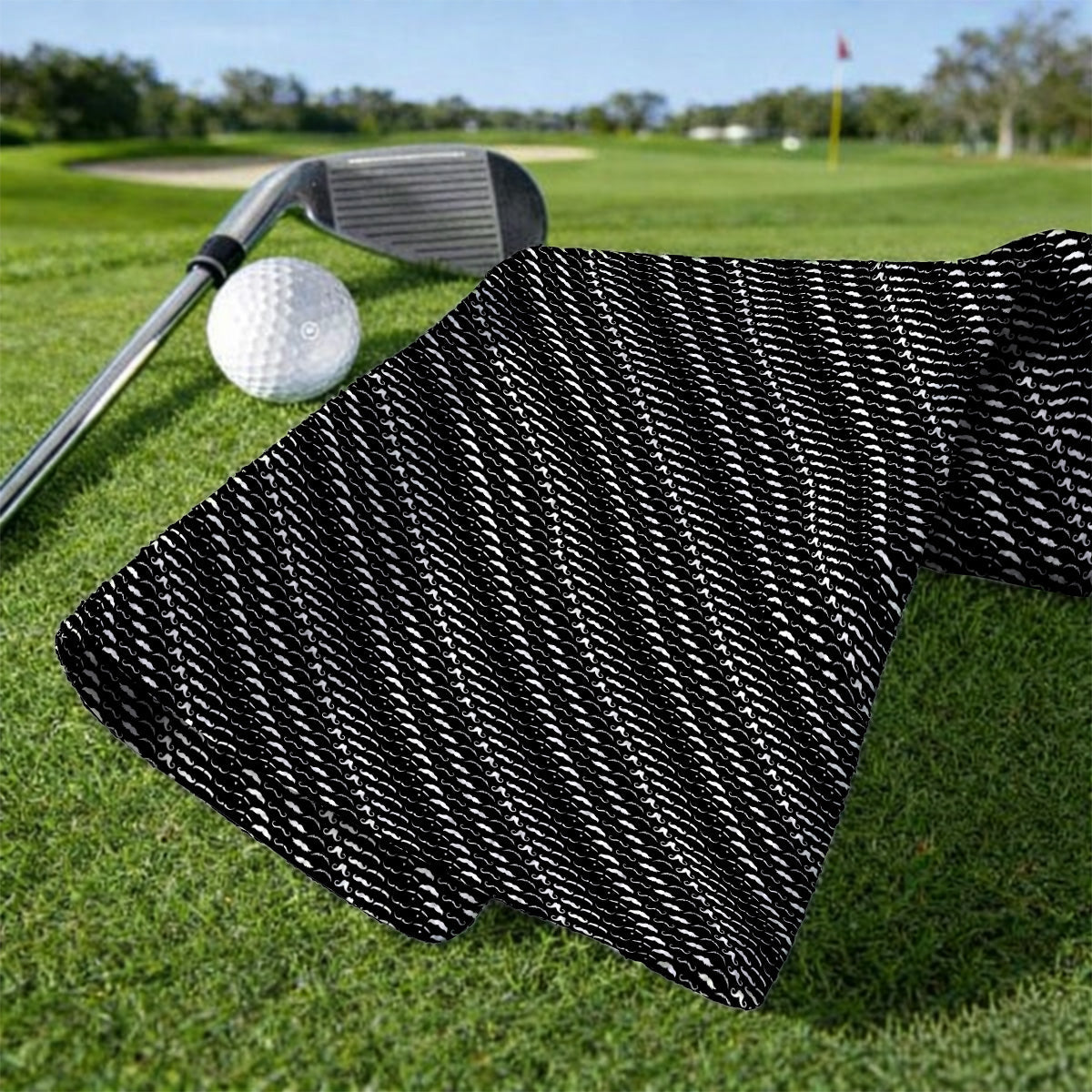 Funny Mustache Golf Towels, Movember Pattern Golf Towel, Golf Gift for Golfers