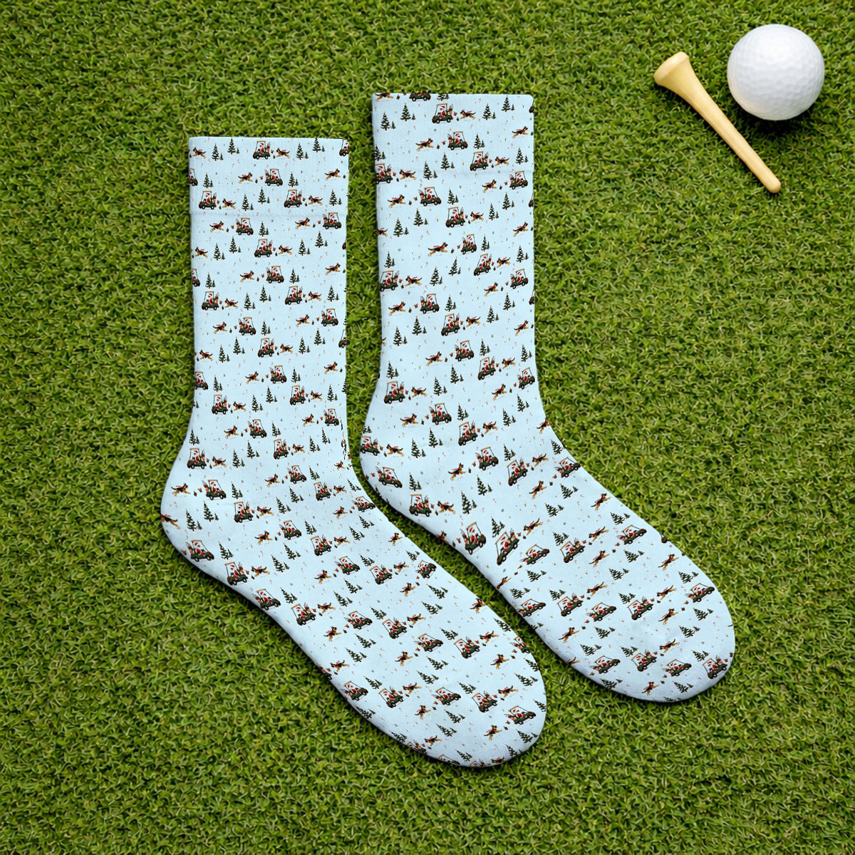 German Shepherd Pattern Golf Socks, German Christmas Golf Cart Sock, Festive Golf Gift for Dog Lovers