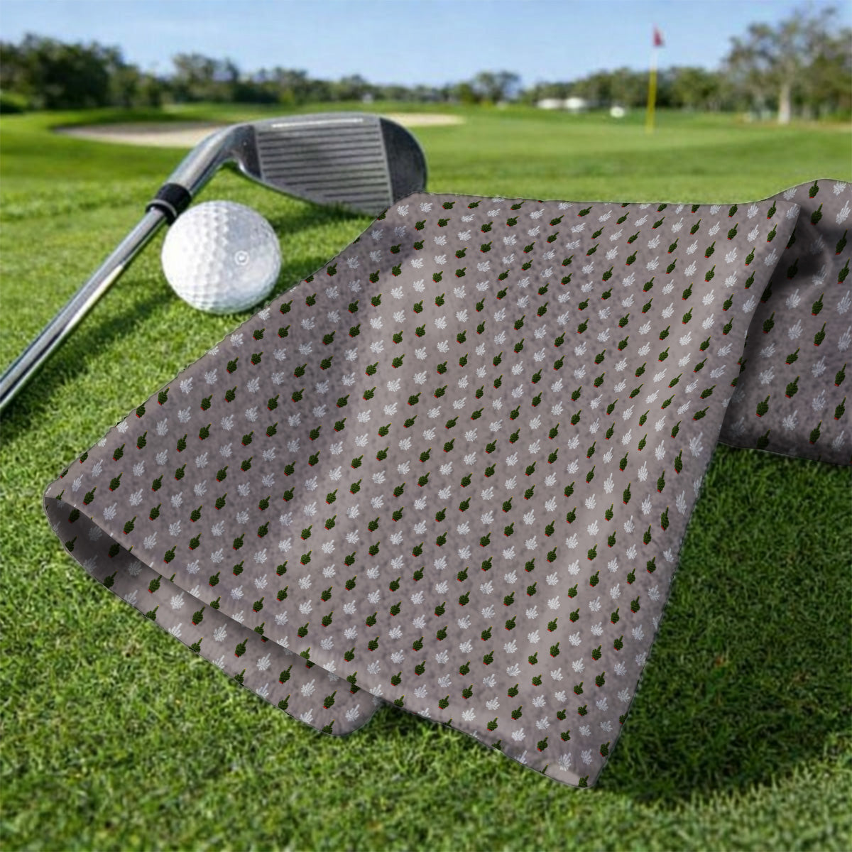 Christmas Tree Pattern Golf Towels, Xmas Golf Towel, Funny Golf Gift For Golfer