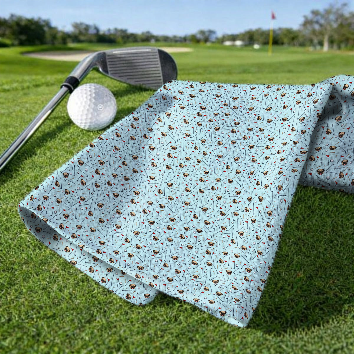 Pug Pattern Golf Towels, Pug Golf Towel For Dog Lovers, Crazy Golf Gift For Golfers