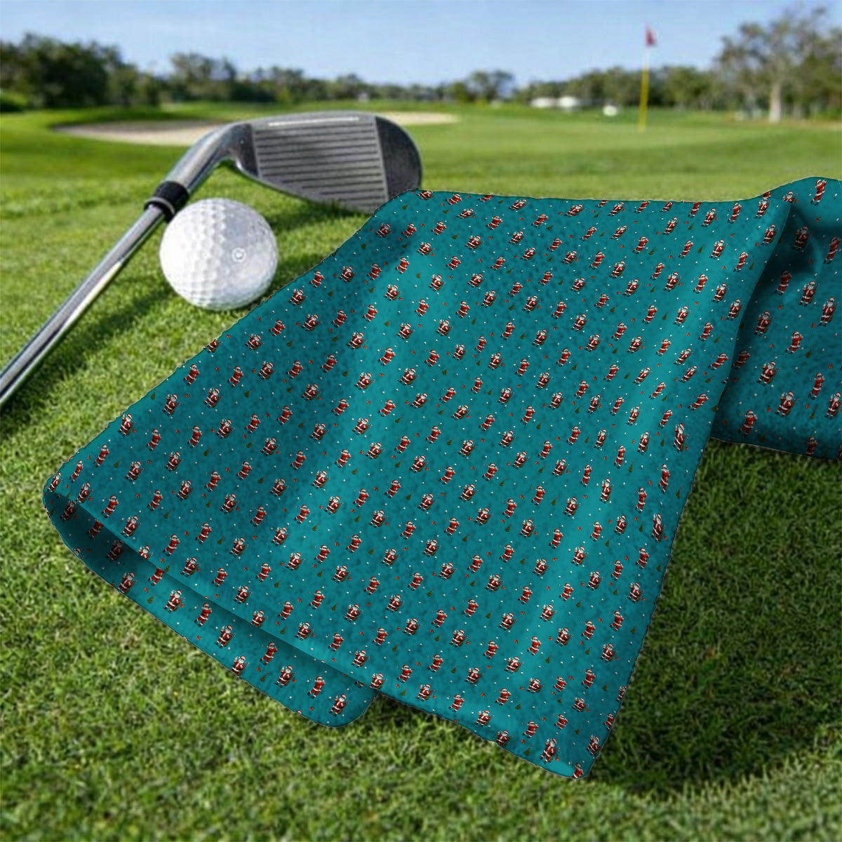 Funny Santa Pattern Golf Towels, Xmas Golf Towel For Golfers, Christmas Golf Gift For Holiday