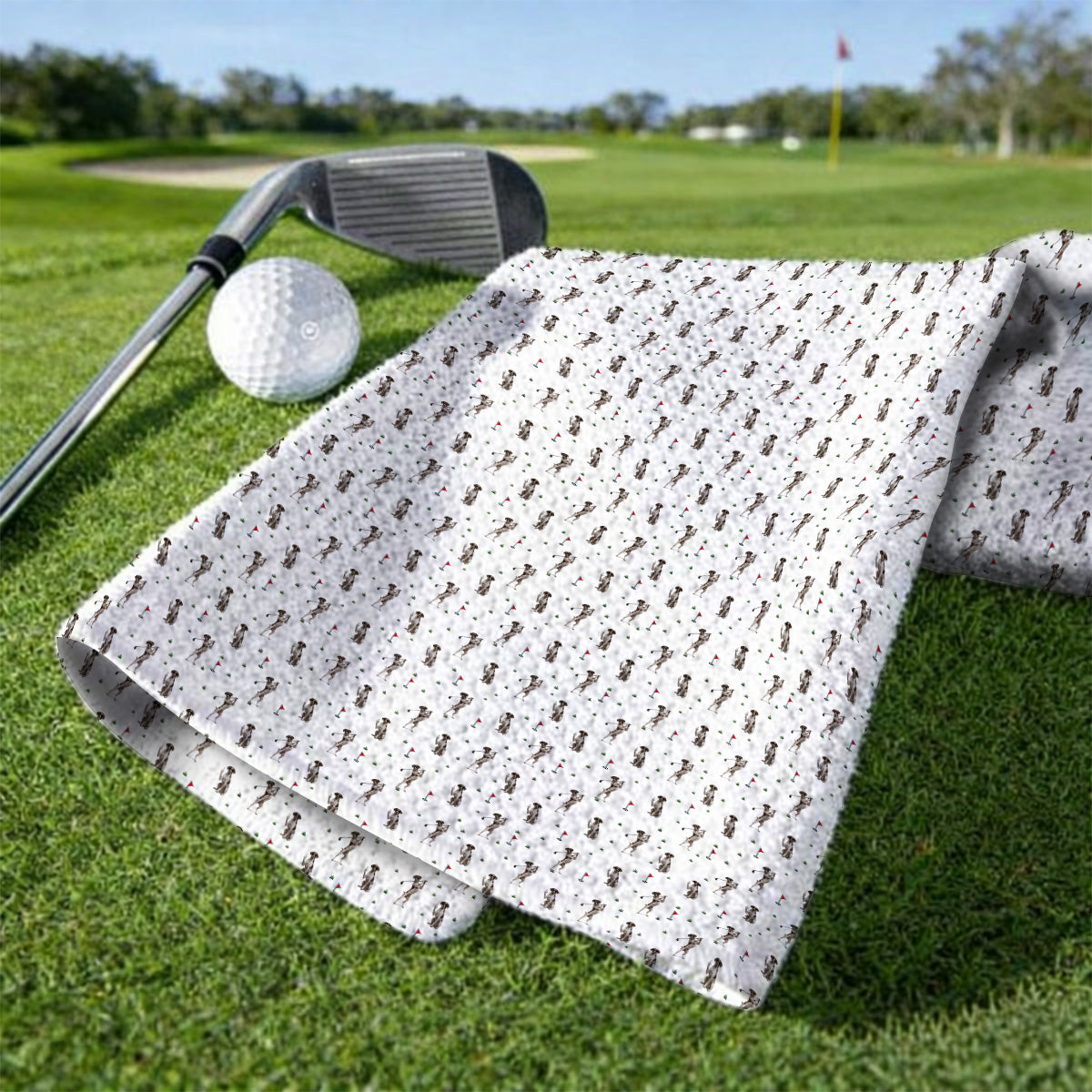 Crazy Pointer Pattern Golf Towel, German Shorthaired Pointer Golf Towels, Golf Gift For Golfer