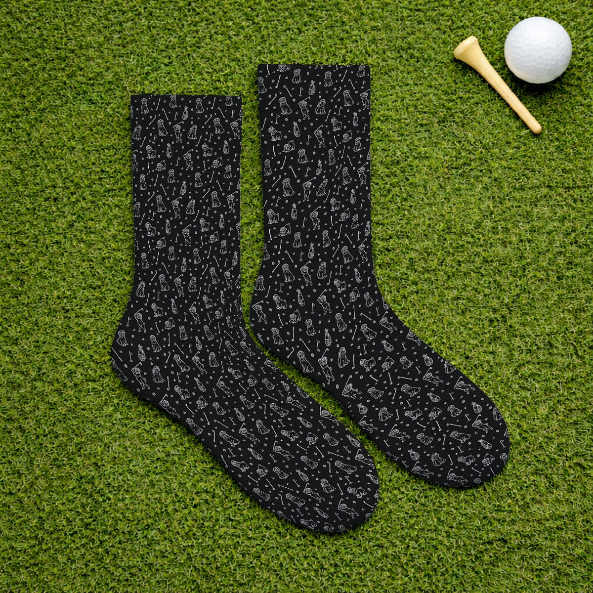Crazy Pug Golf Socks, Pug Pattern Golf Sock For Dog Lovers, Golf Gift For Golfers
