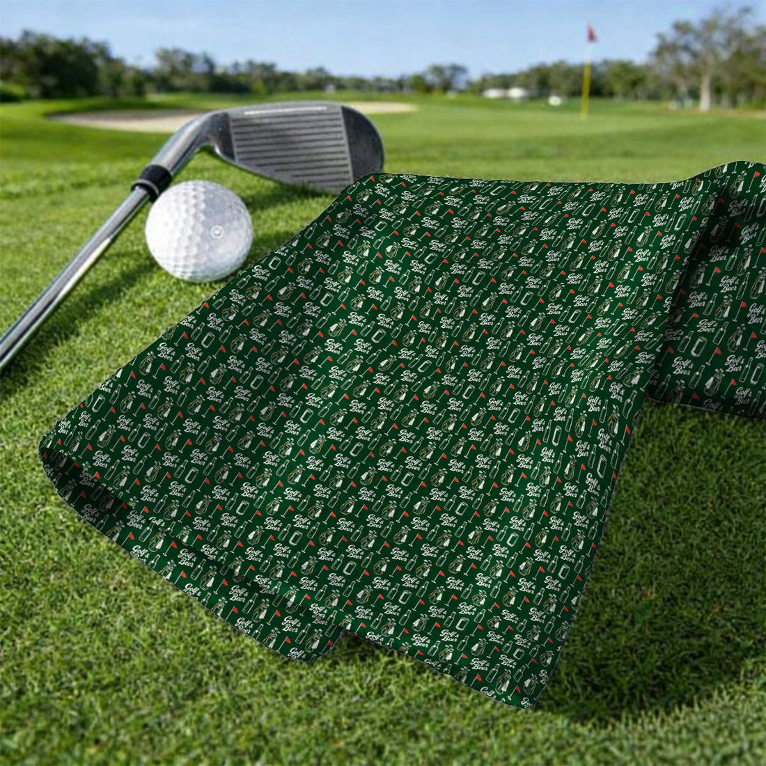 Crazy Golf & Beer Towels, Golf Bag And Beer Bottle Pattern Golf Towel, Golf Gift For Beer Lovers