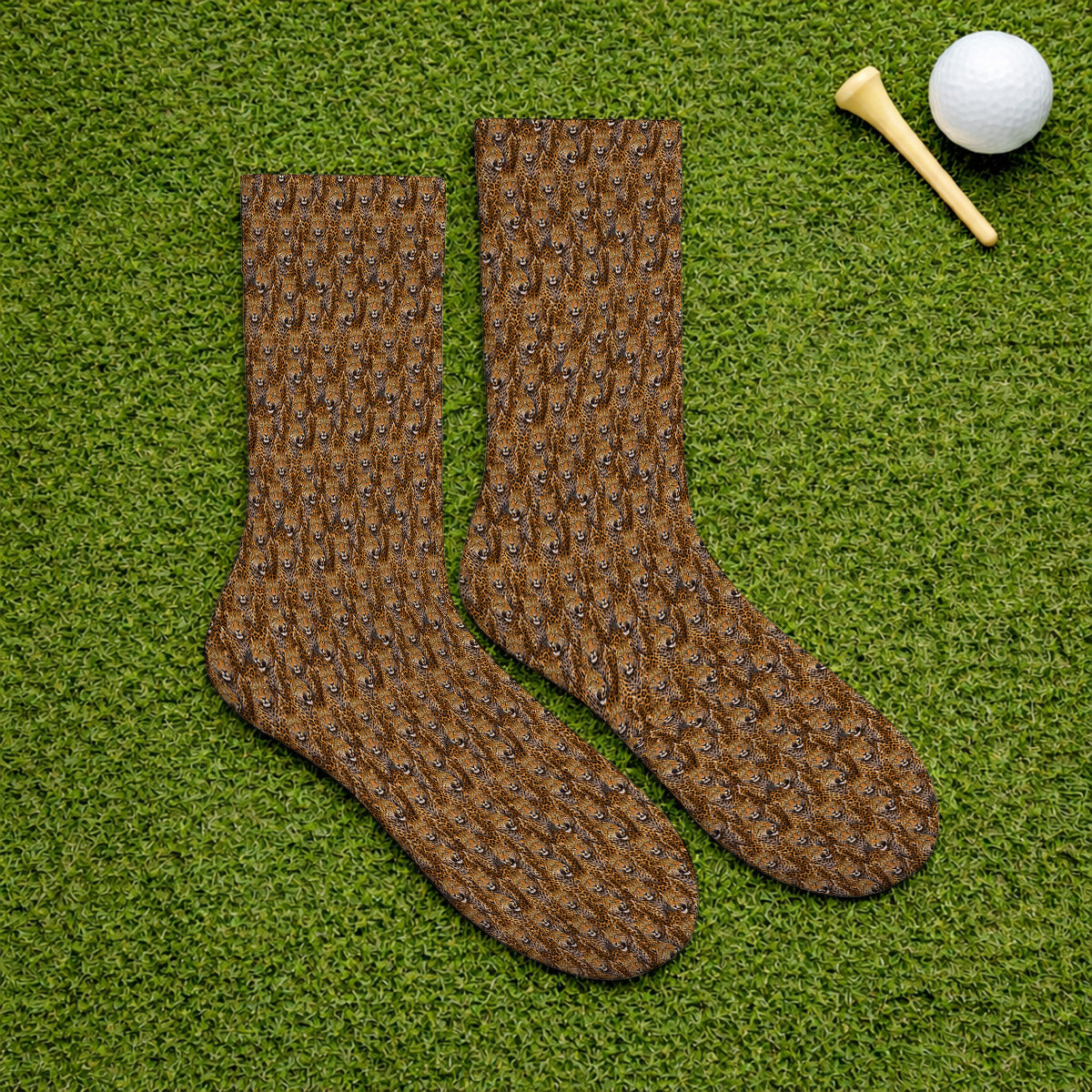Funny Leopard Golf Socks, Bold Leopard Pattern Golf Sock, Wild Safari Gift For Golf Lovers